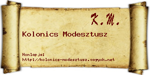 Kolonics Modesztusz névjegykártya